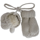 Cotton Knit Mittens - Beige