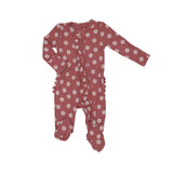Ribbed Daisy Dot Ruffle Zip Footie