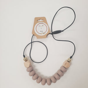 Wee Bears Mama Necklace - Sand with Black Lanyard