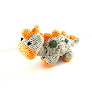 Teal Steggi Dinosaur Crochet Rattle Crochet Rattle