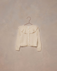 Ruffle Collar Cardigan - Ecru