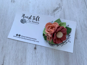 Heart Felt Mini Felt Flower Headband - Rose and Blush