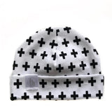 Tiny Sprigs Baby Hat Black Crosses