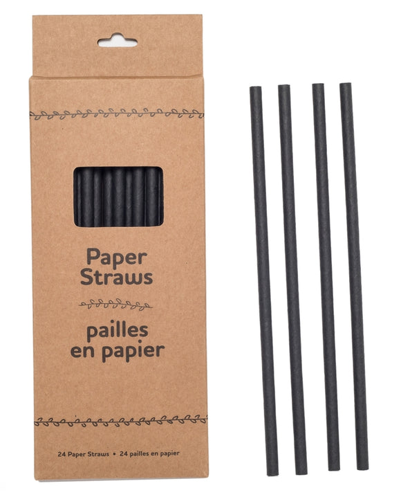 24pk Paper Straws - Black