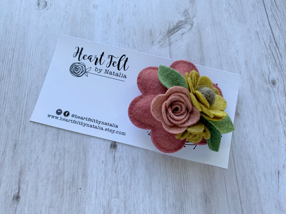 Heartfelt Large Flower Headband - Rose & Mustard