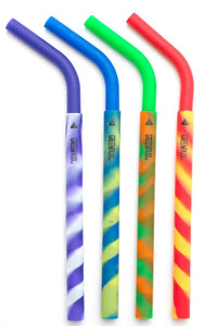 Silicone Reusable 2-Piece Straws - Crazy Stripes