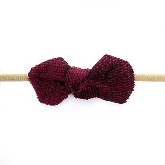 BWisp Corduroy Knot Headband -Burgundy